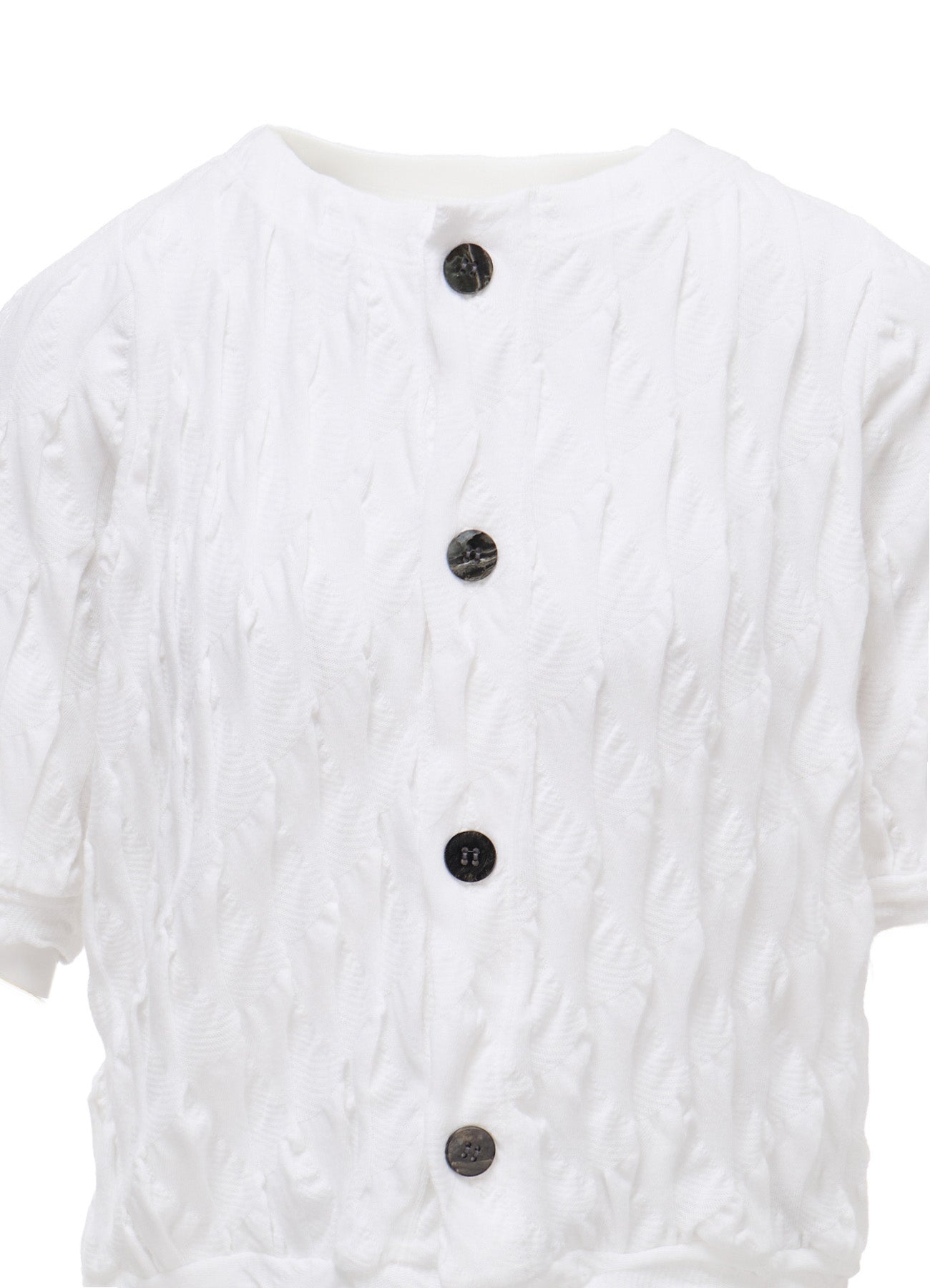 HARD TWIST JACQUARD HALF SLEEVE CARDIGAN