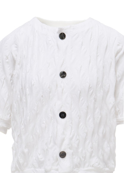 HARD TWIST JACQUARD HALF SLEEVE CARDIGAN