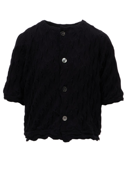 HARD TWIST JACQUARD HALF SLEEVE CARDIGAN
