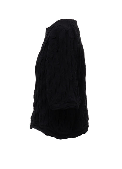 HARD TWIST JACQUARD HALF SLEEVE CARDIGAN