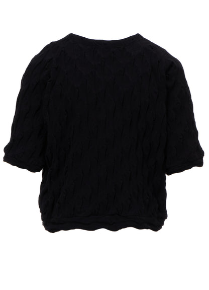 HARD TWIST JACQUARD HALF SLEEVE CARDIGAN