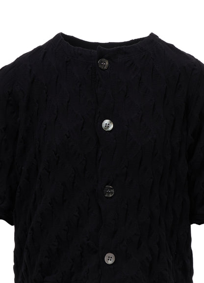 HARD TWIST JACQUARD HALF SLEEVE CARDIGAN
