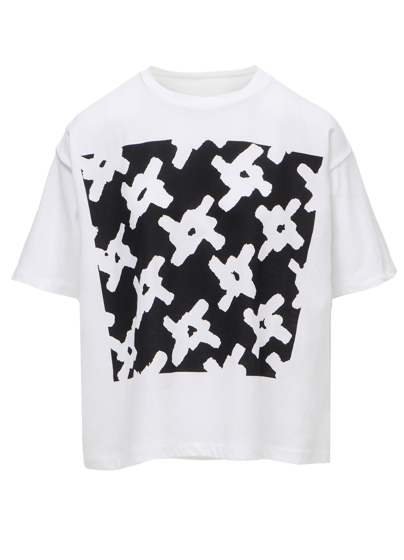 COTTON JERSEY HOUNDSTOOTH PRINT T-SHIRT