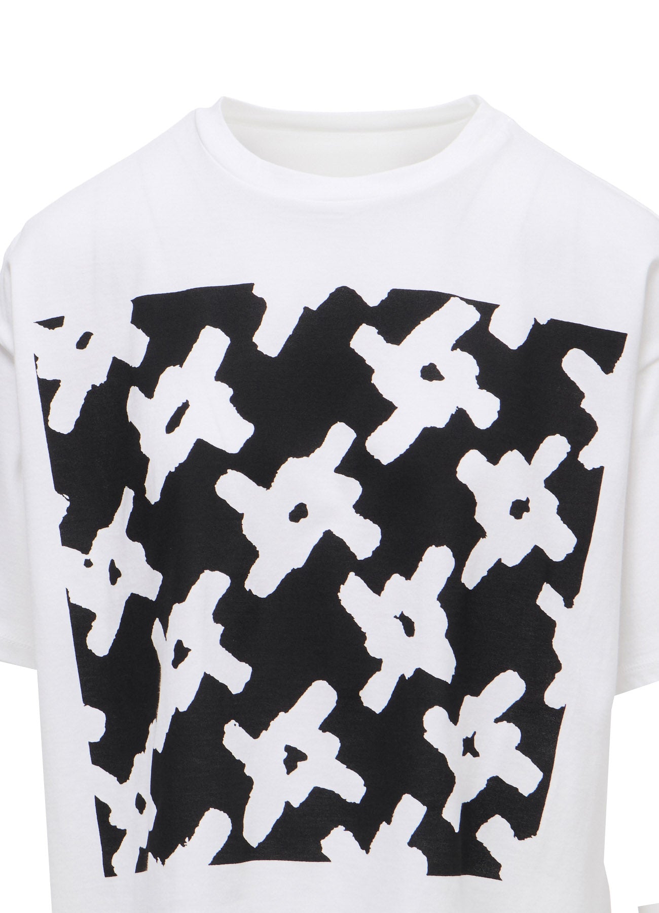 COTTON JERSEY HOUNDSTOOTH PRINT T-SHIRT