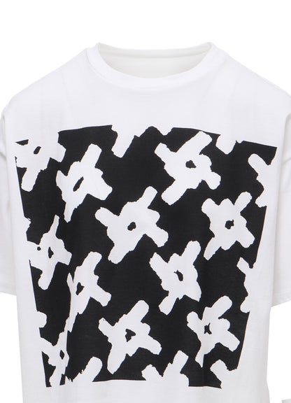 COTTON JERSEY HOUNDSTOOTH PRINT T-SHIRT