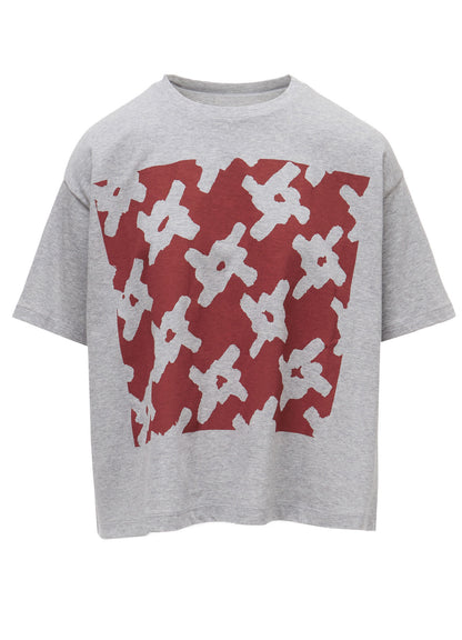 COTTON JERSEY HOUNDSTOOTH PRINT T-SHIRT