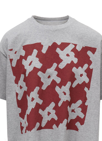 COTTON JERSEY HOUNDSTOOTH PRINT T-SHIRT