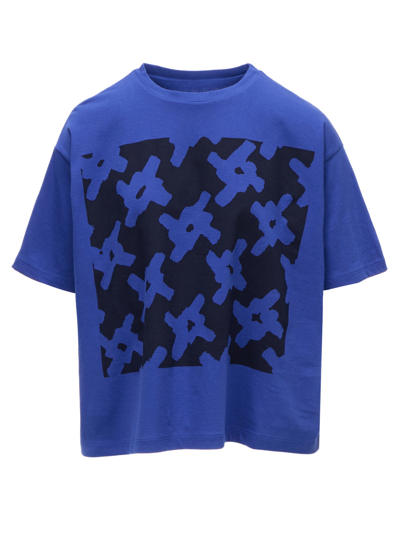 COTTON JERSEY HOUNDSTOOTH PRINT T-SHIRT