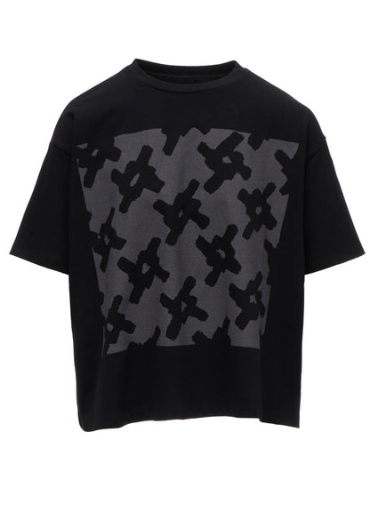 COTTON JERSEY HOUNDSTOOTH PRINT T-SHIRT