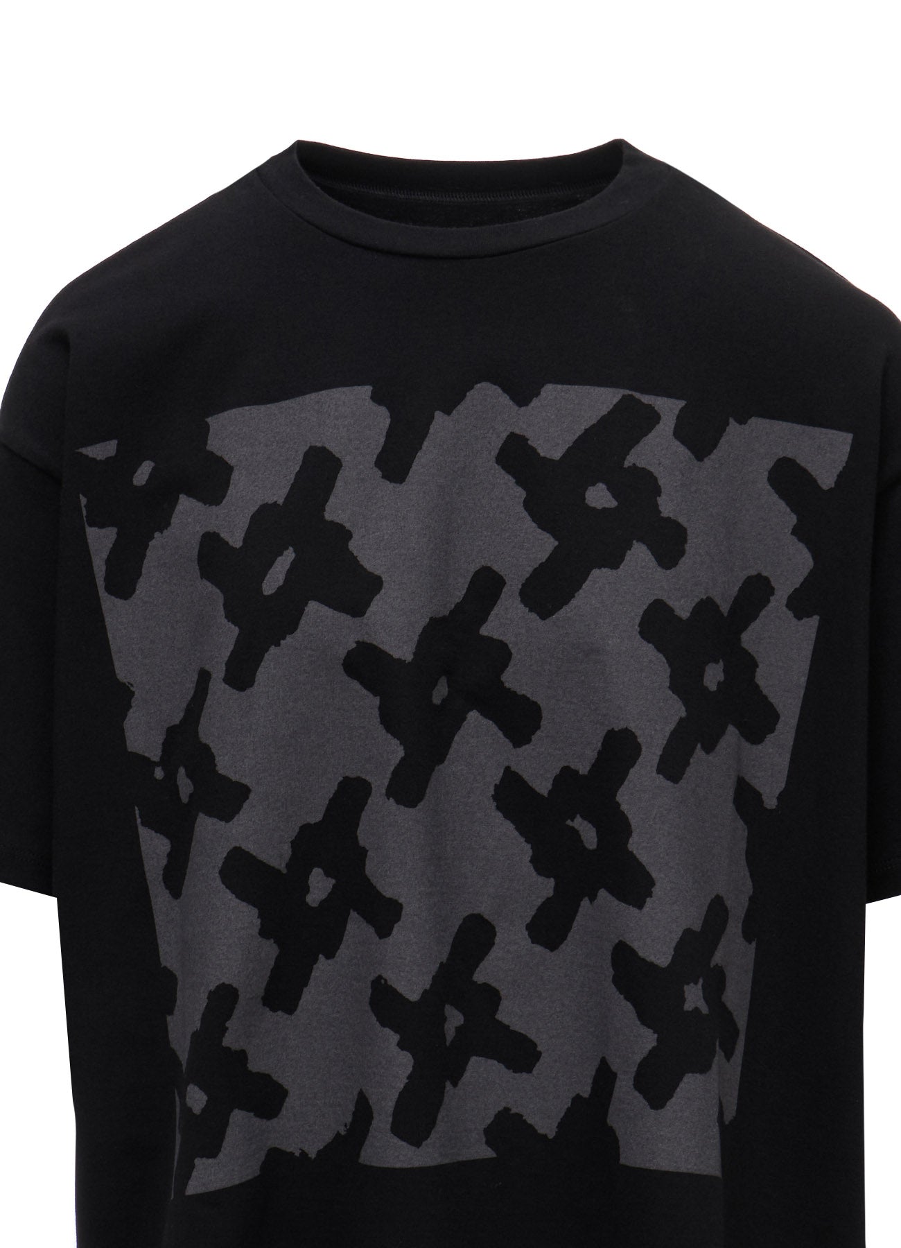 COTTON JERSEY HOUNDSTOOTH PRINT T-SHIRT