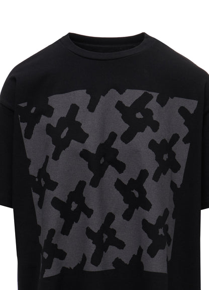 COTTON JERSEY HOUNDSTOOTH PRINT T-SHIRT