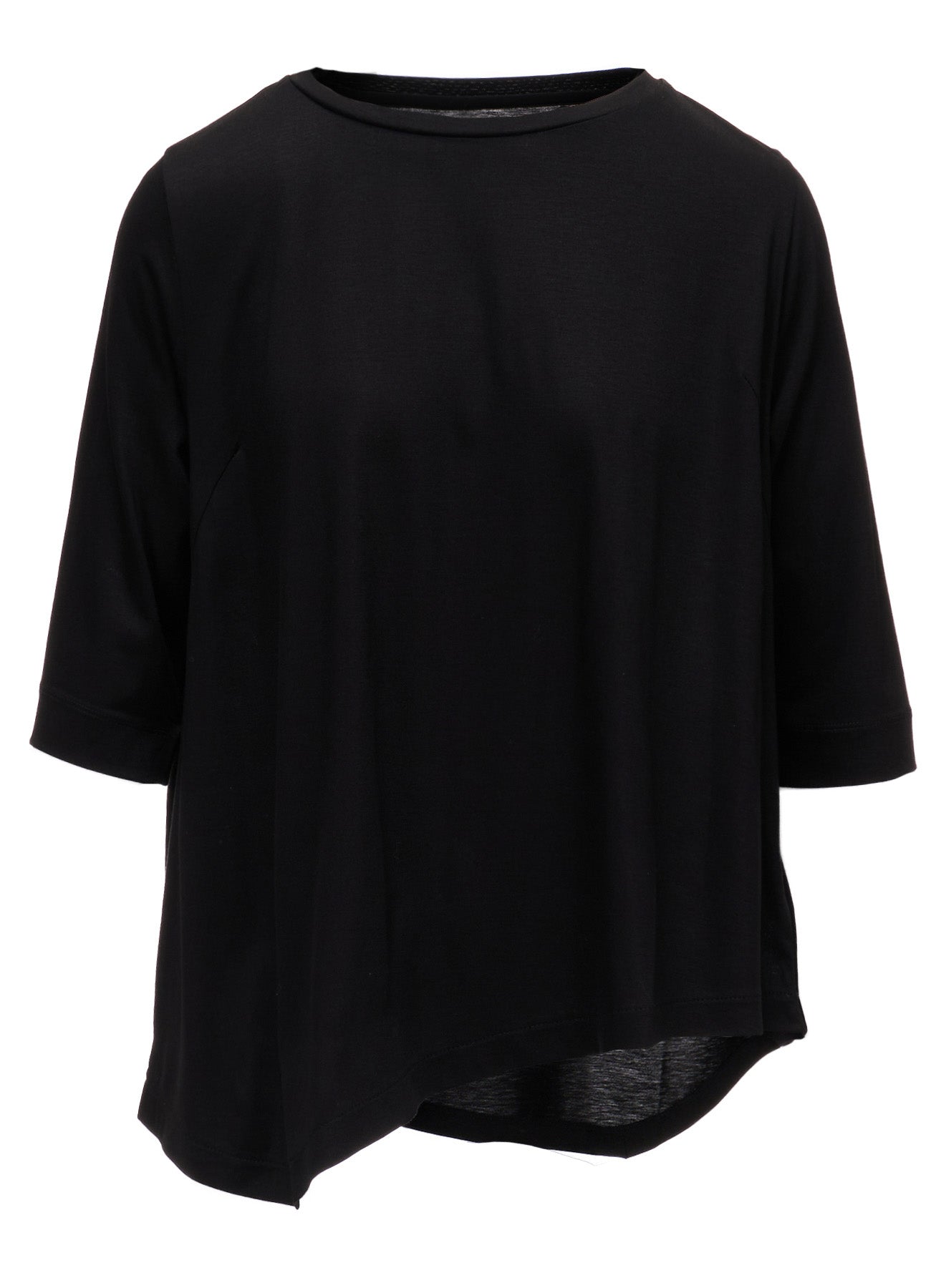 TENCEL COTTON JERSEY ASYMMETRIC HEM SHIRT