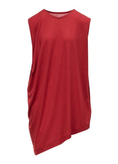 WASHABLE WOOL JERSEY ASYMMETRIC HEM VEST
