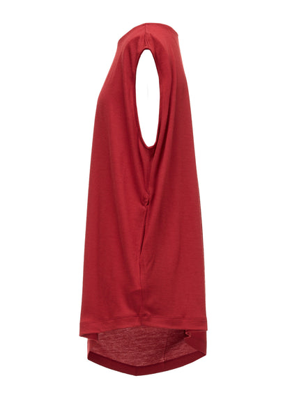 WASHABLE WOOL JERSEY ASYMMETRIC HEM VEST