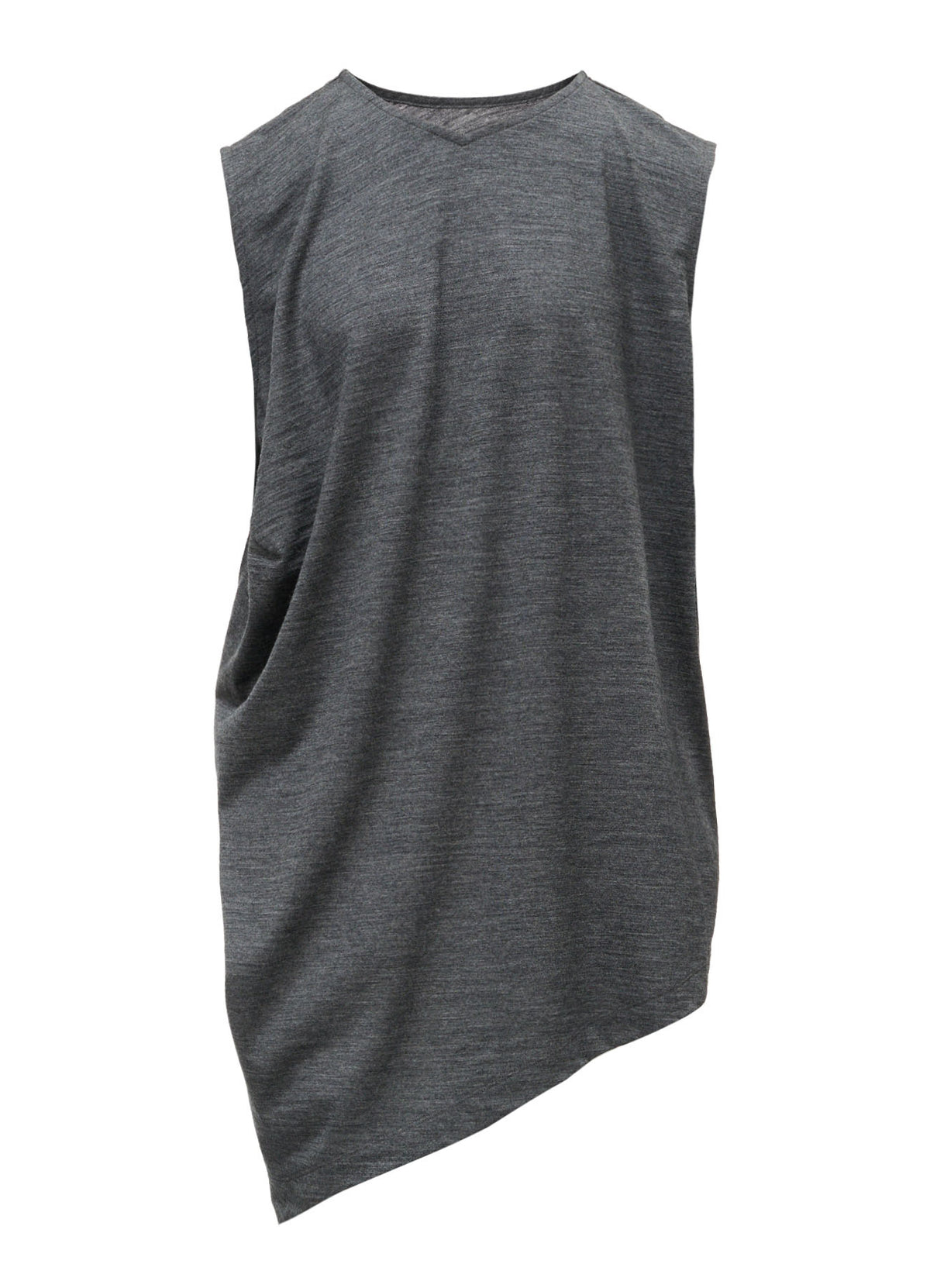WASHABLE WOOL JERSEY ASYMMETRIC HEM VEST