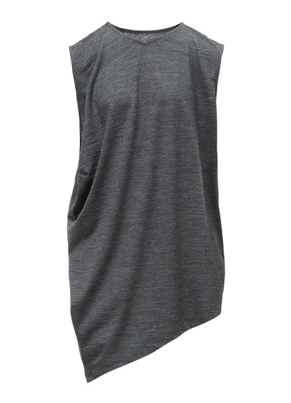 WASHABLE WOOL JERSEY ASYMMETRIC HEM VEST