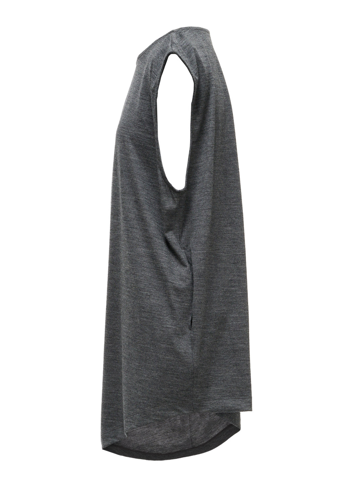 WASHABLE WOOL JERSEY ASYMMETRIC HEM VEST