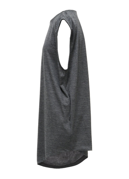 WASHABLE WOOL JERSEY ASYMMETRIC HEM VEST