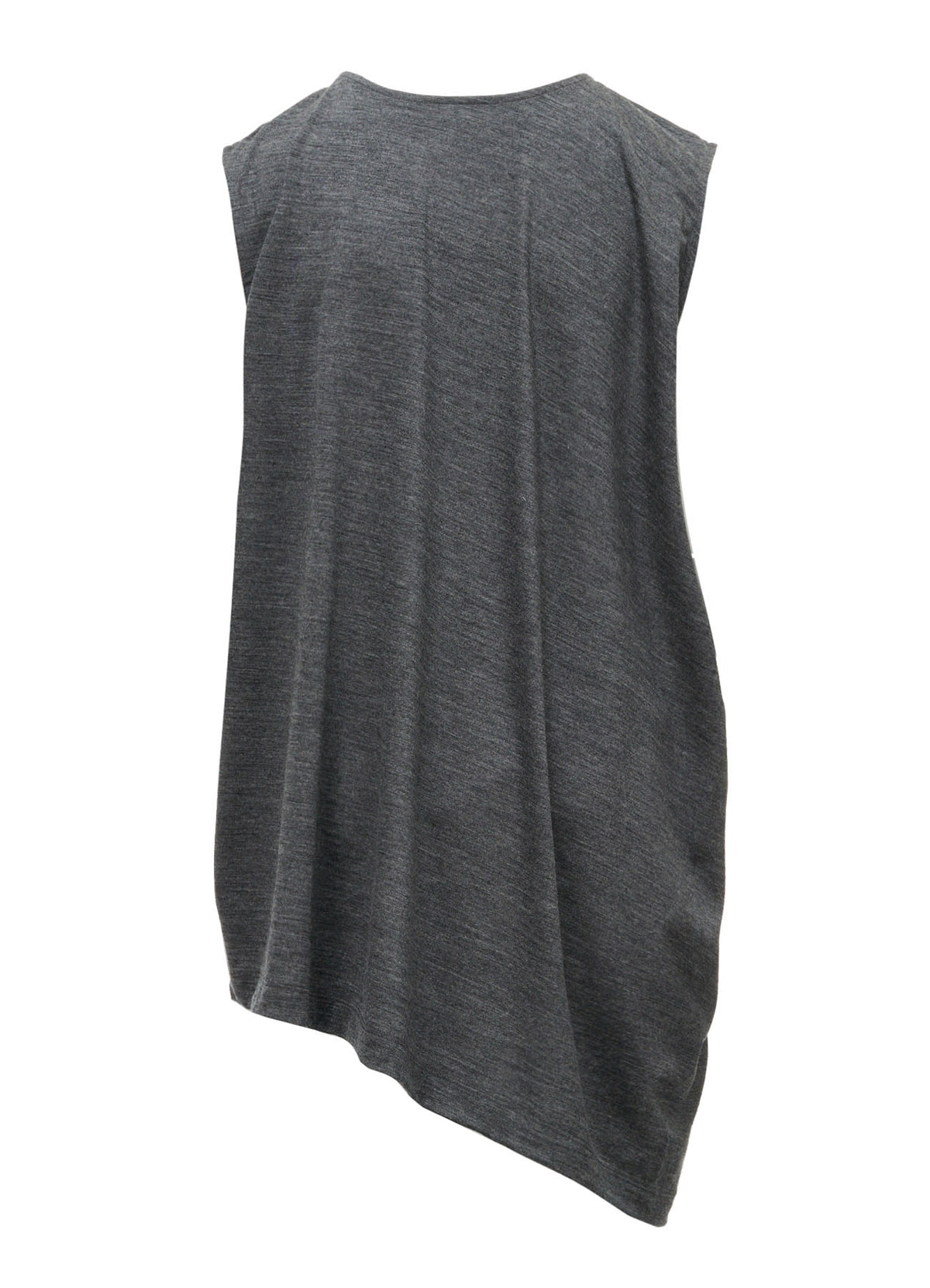 WASHABLE WOOL JERSEY ASYMMETRIC HEM VEST