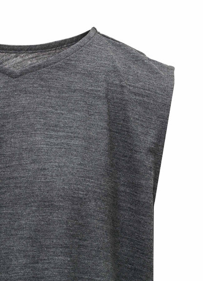 WASHABLE WOOL JERSEY ASYMMETRIC HEM VEST