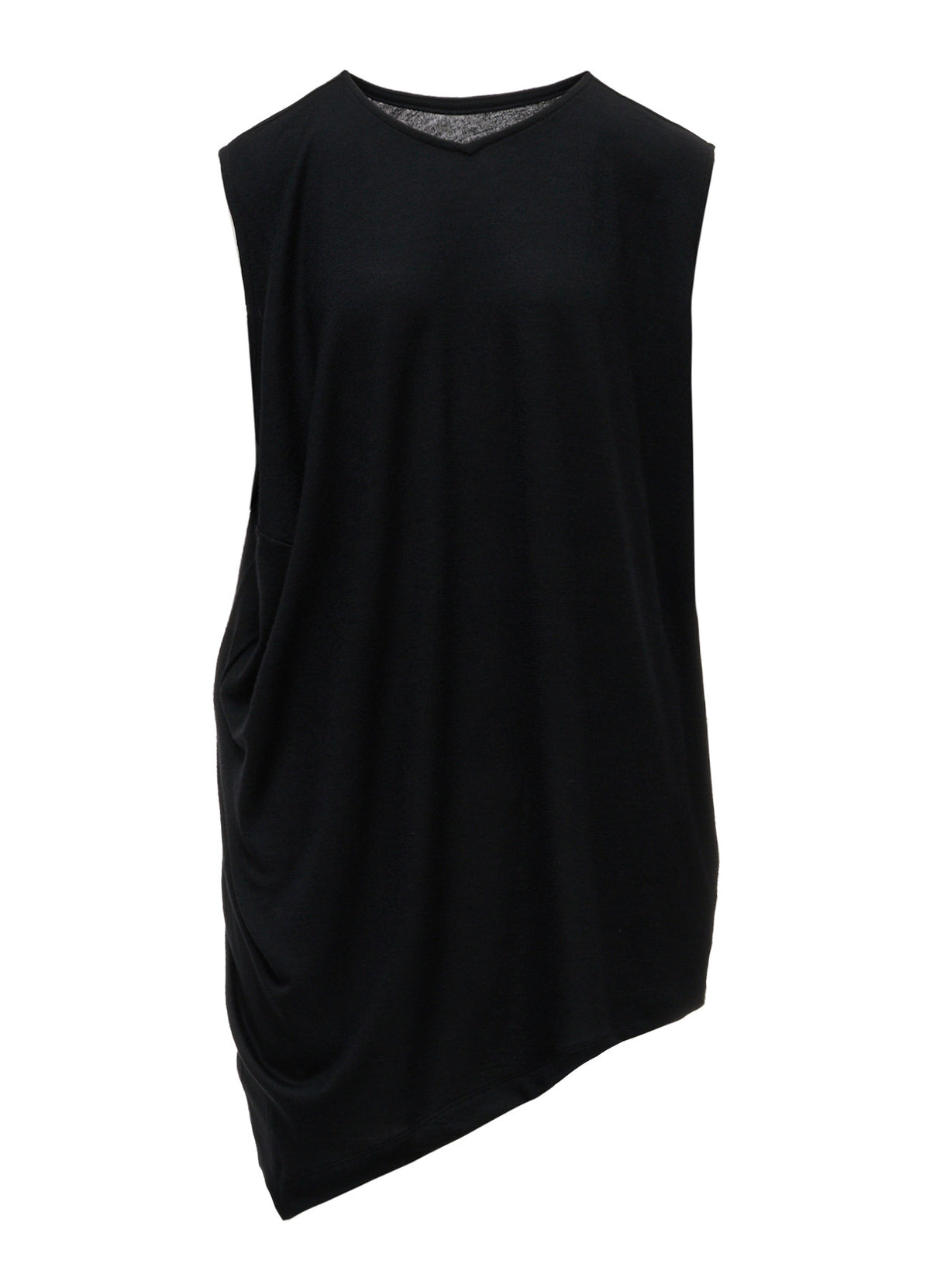 WASHABLE WOOL JERSEY ASYMMETRIC HEM VEST