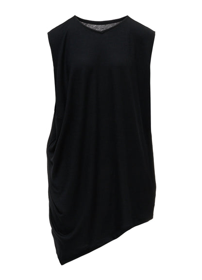 WASHABLE WOOL JERSEY ASYMMETRIC HEM VEST