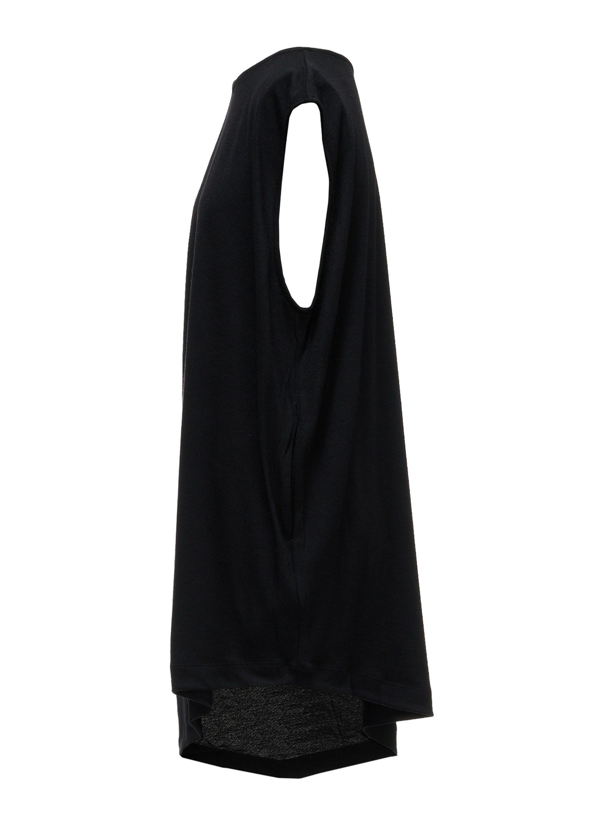 WASHABLE WOOL JERSEY ASYMMETRIC HEM VEST