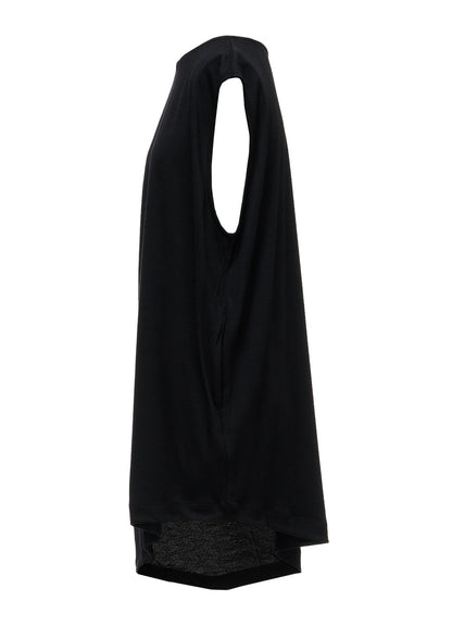 WASHABLE WOOL JERSEY ASYMMETRIC HEM VEST