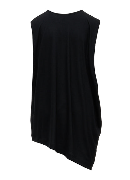 WASHABLE WOOL JERSEY ASYMMETRIC HEM VEST