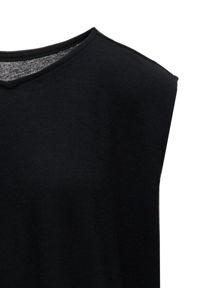 WASHABLE WOOL JERSEY ASYMMETRIC HEM VEST