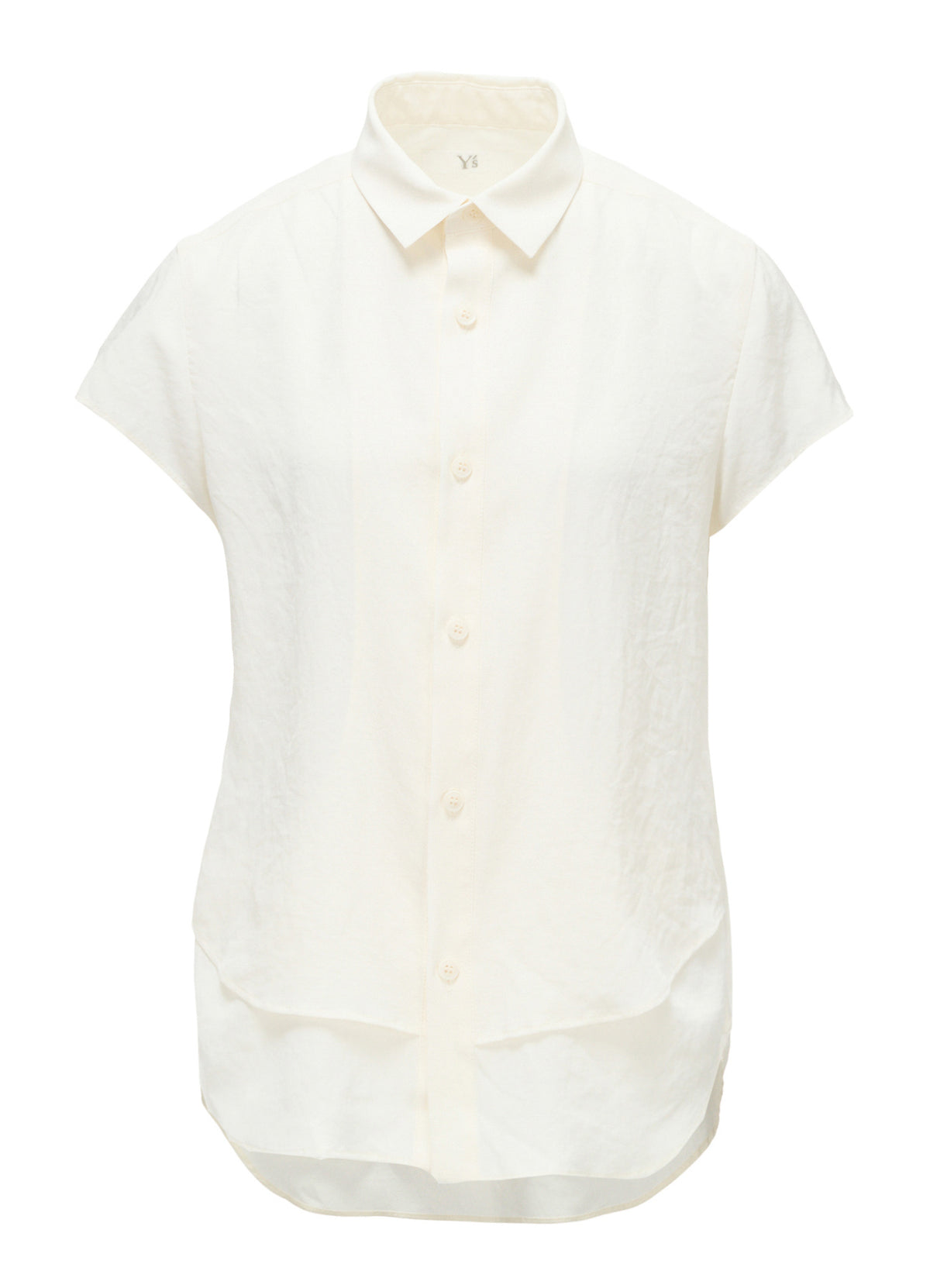 Y's FORM - TA/PE CREPE DE CHINE SHORT-SLEEVE BLOUSE