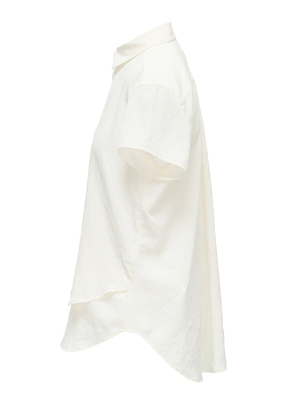 Y's FORM - TA/PE CREPE DE CHINE SHORT-SLEEVE BLOUSE
