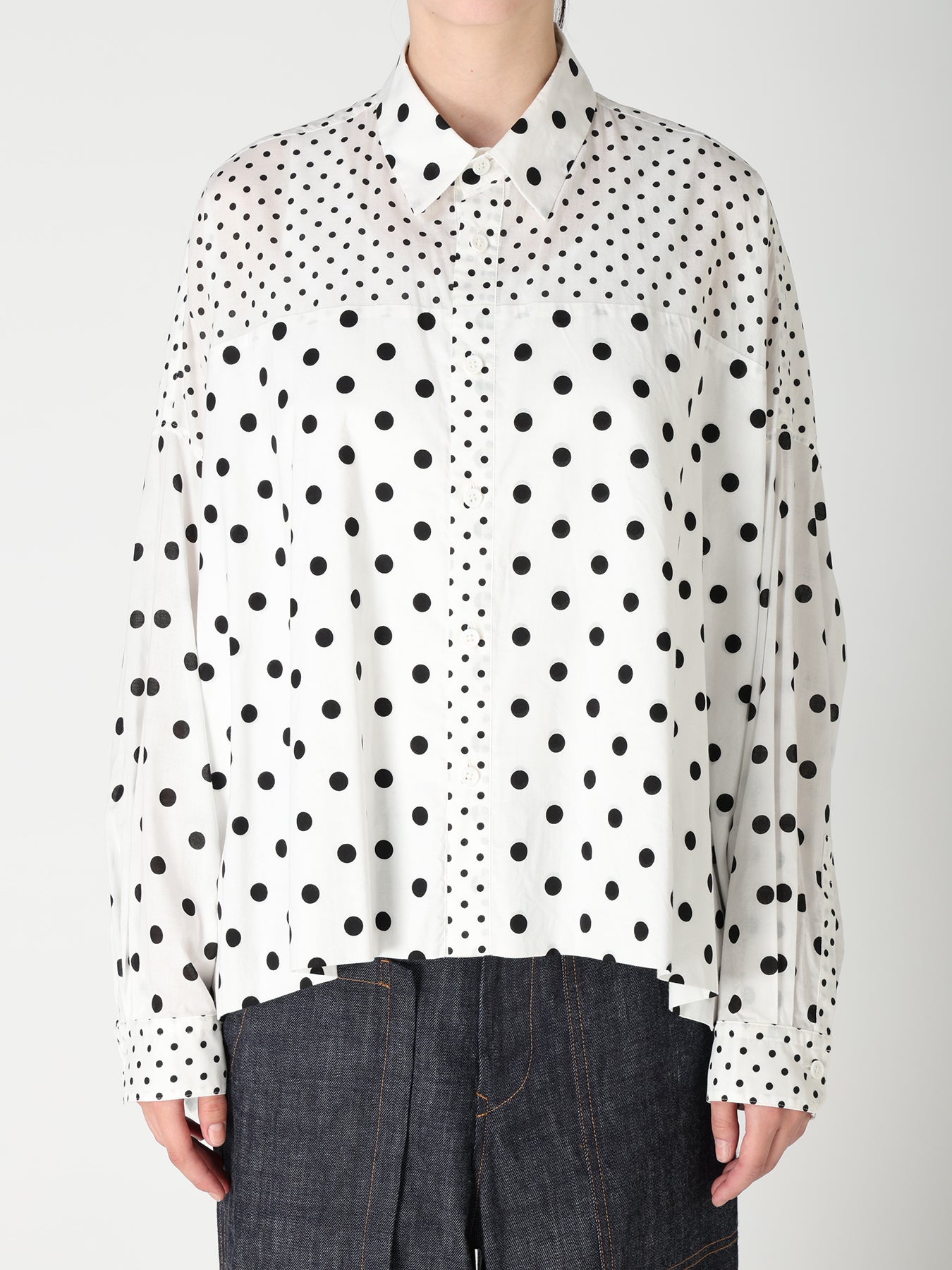 60/- COTTON LAWN DOT PRINT LONG SLEEVE BLOUSE