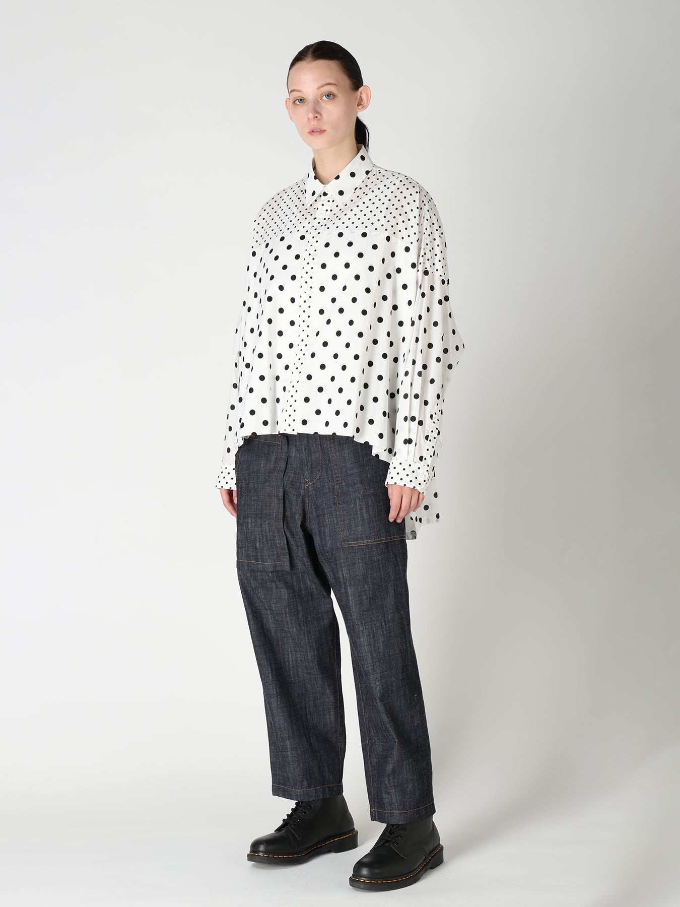 60/- COTTON LAWN DOT PRINT LONG SLEEVE BLOUSE