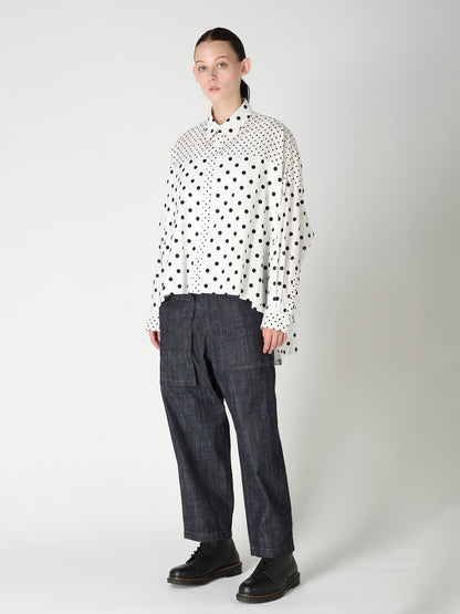 60/- COTTON LAWN DOT PRINT LONG SLEEVE BLOUSE