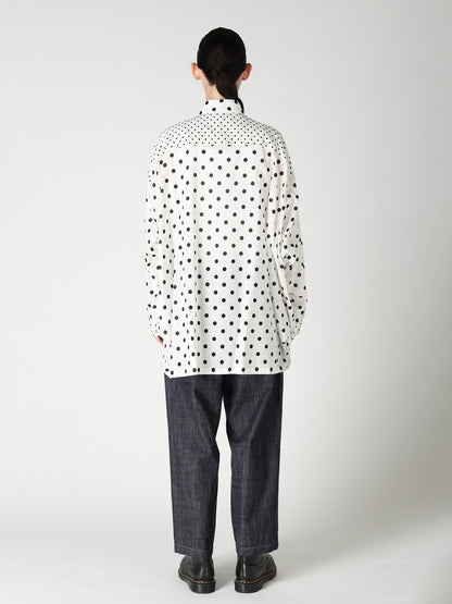 60/- COTTON LAWN DOT PRINT LONG SLEEVE BLOUSE