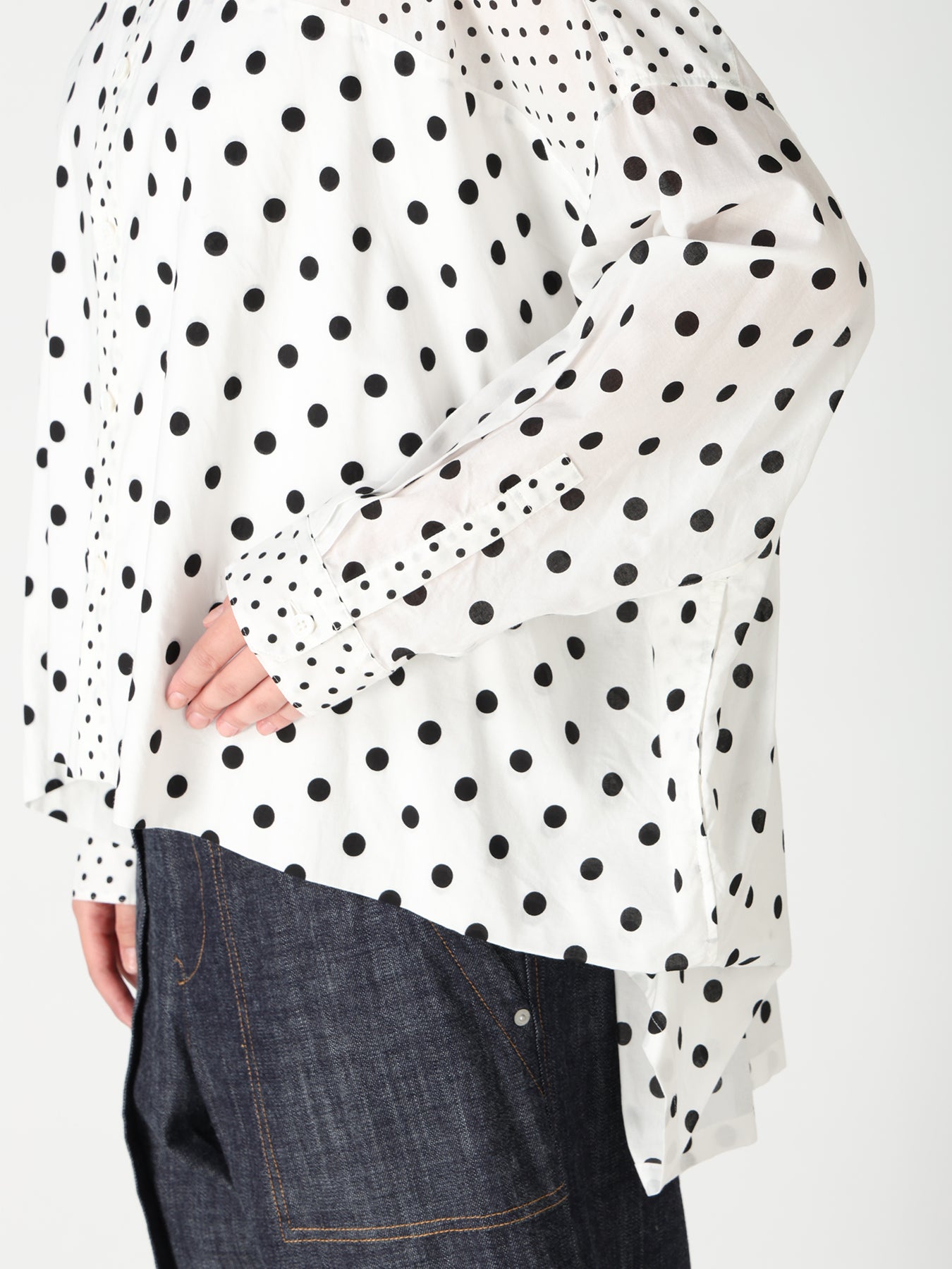 60/- COTTON LAWN DOT PRINT LONG SLEEVE BLOUSE