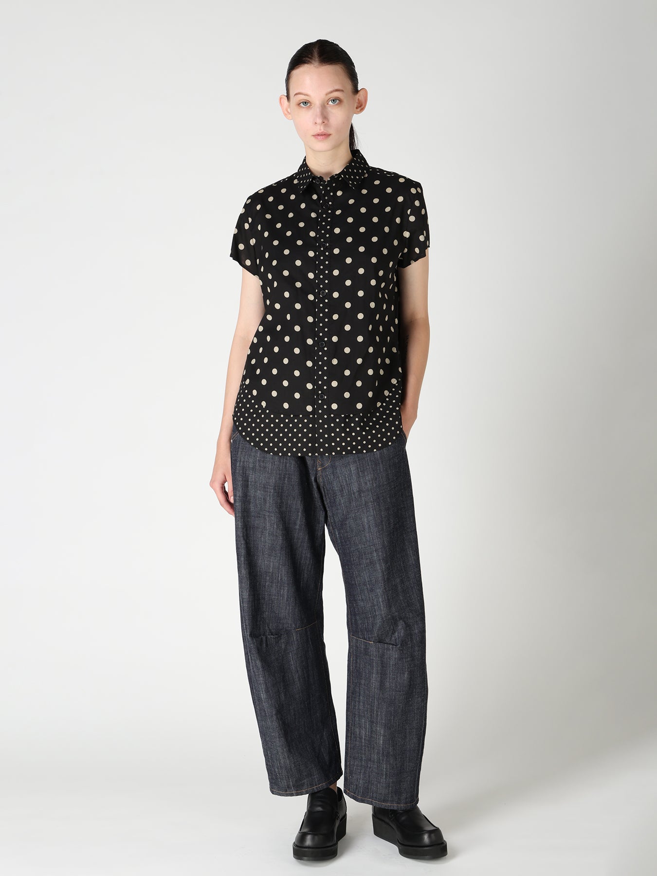 60/- COTTON LAWN DOT PRINT HALF SLEEVE BLOUSE