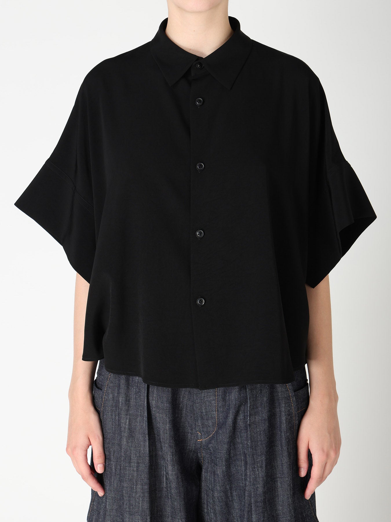 TA/PE CREPE DE CHINE SHORT CUFFS BLOUSE