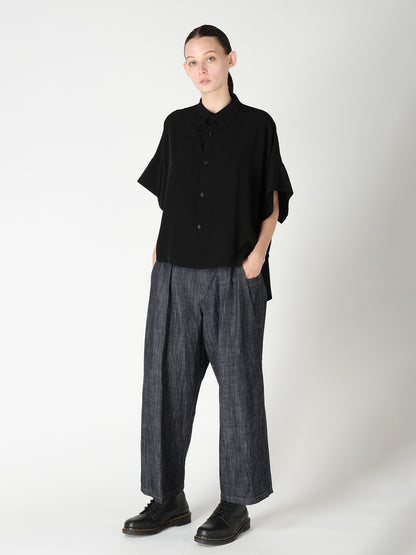 TA/PE CREPE DE CHINE SHORT CUFFS BLOUSE