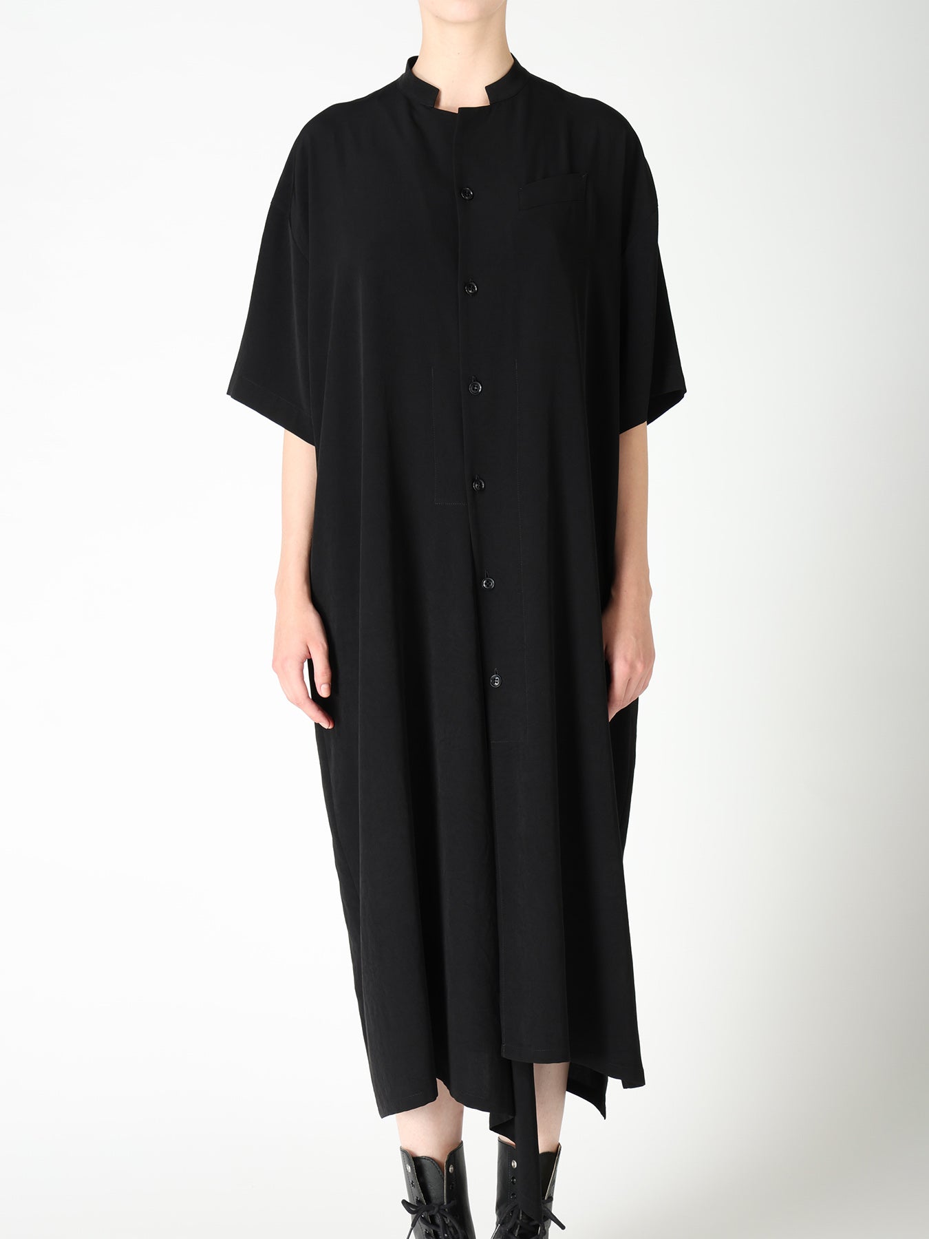 TA/PE CREPE DE CHINE  HALF SLEEVE BOX SHIRT DRESS