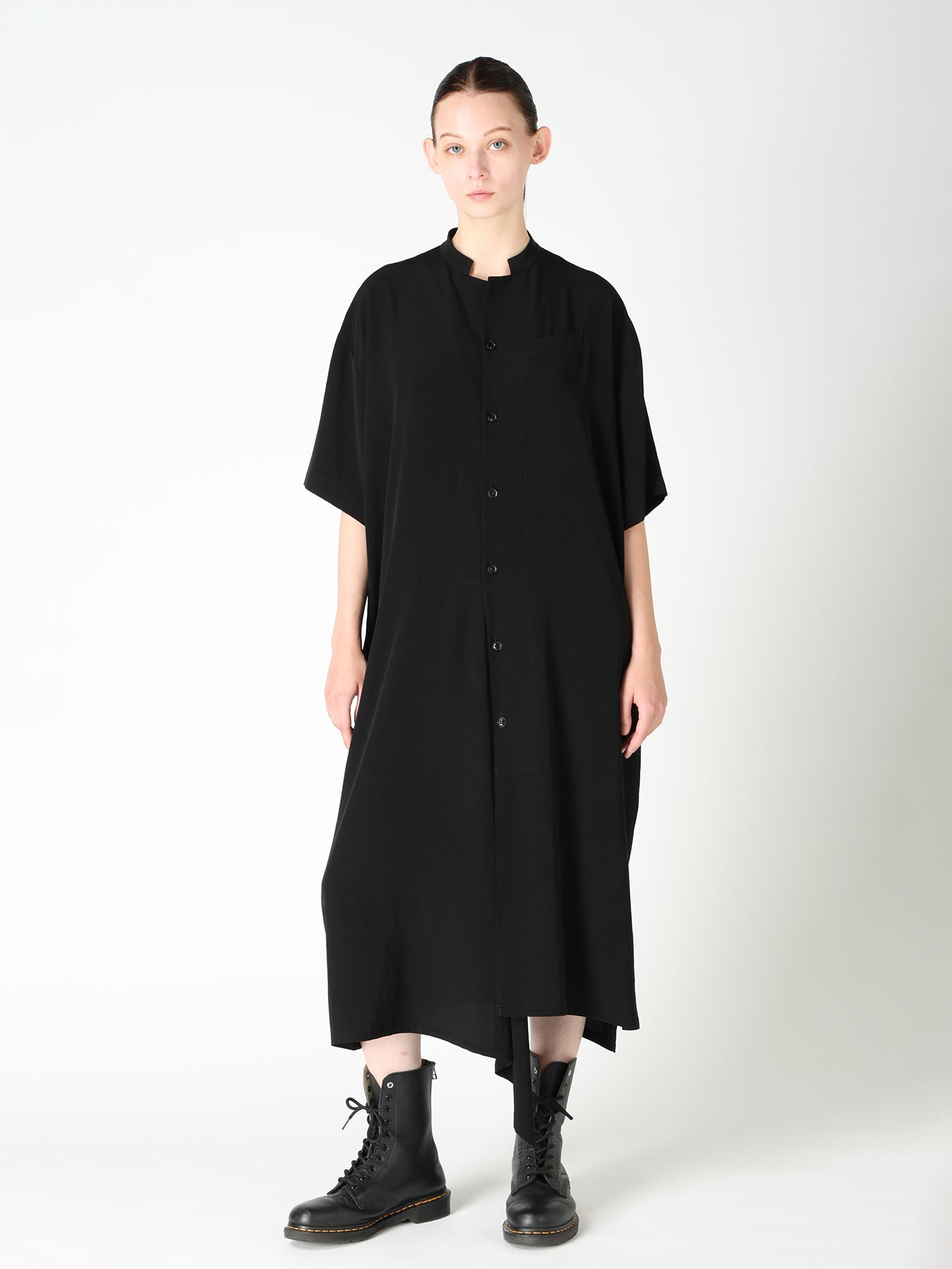TA/PE CREPE DE CHINE  HALF SLEEVE BOX SHIRT DRESS