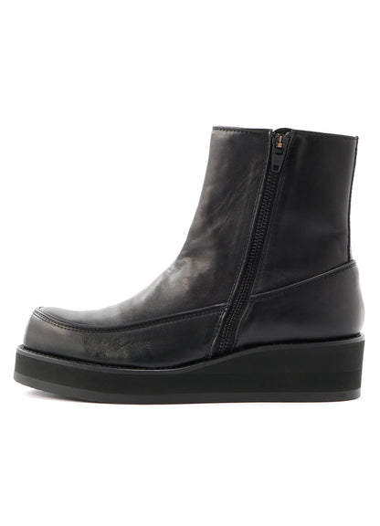 Smooth Leather Thick Sole W-Zip Boots