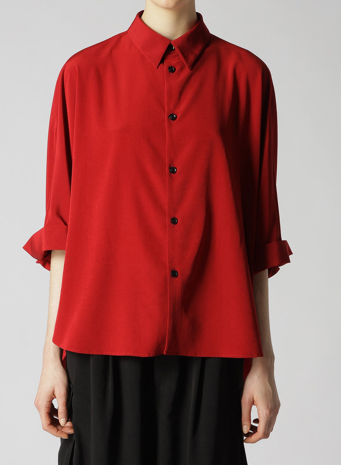 CREPE de CHINE HALF SLEEVE CAPE BLOUSE