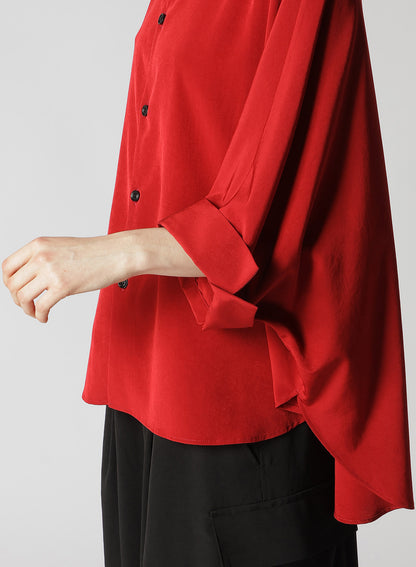 CREPE de CHINE HALF SLEEVE CAPE BLOUSE