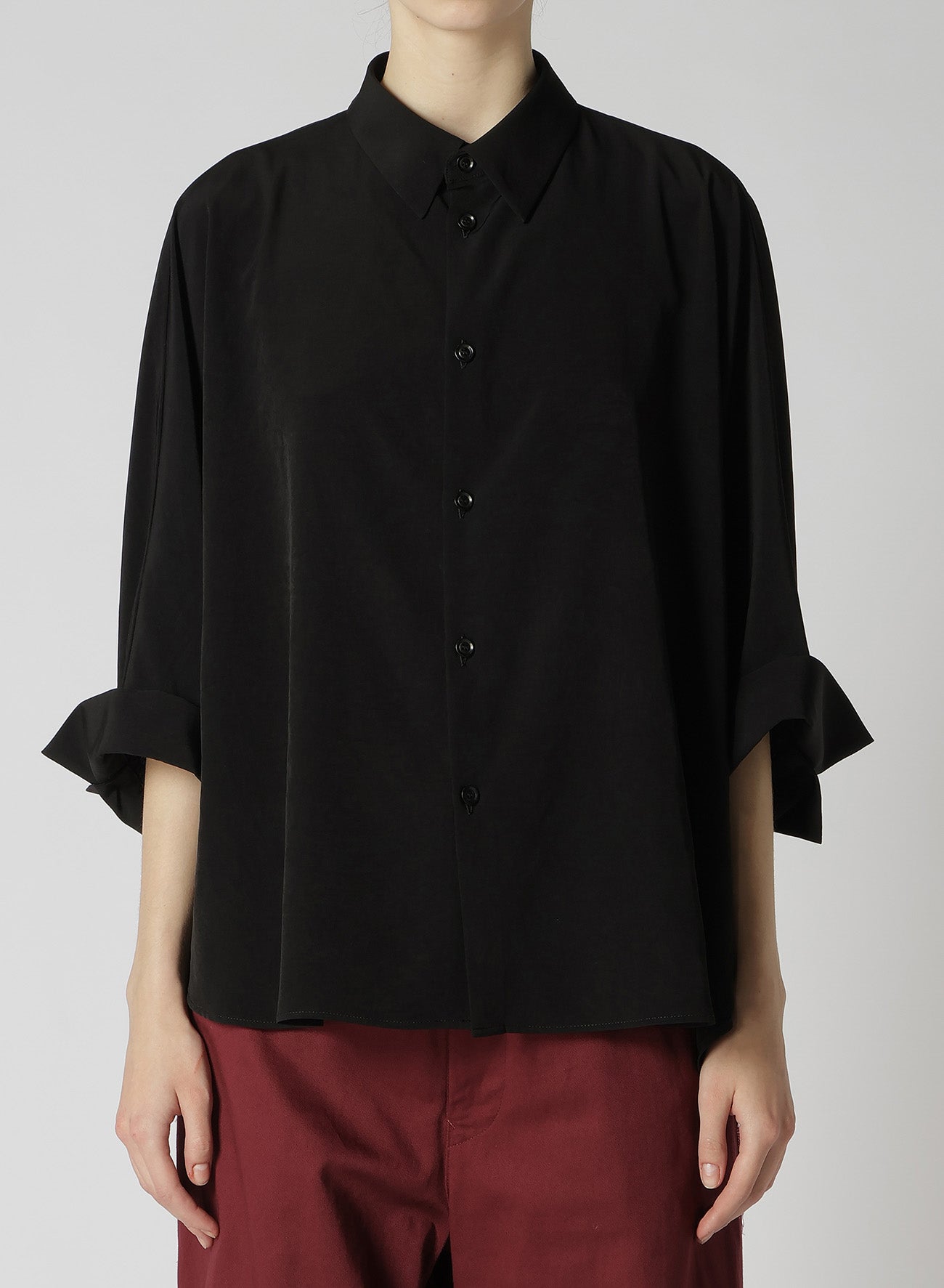 CREPE de CHINE HALF SLEEVE CAPE BLOUSE