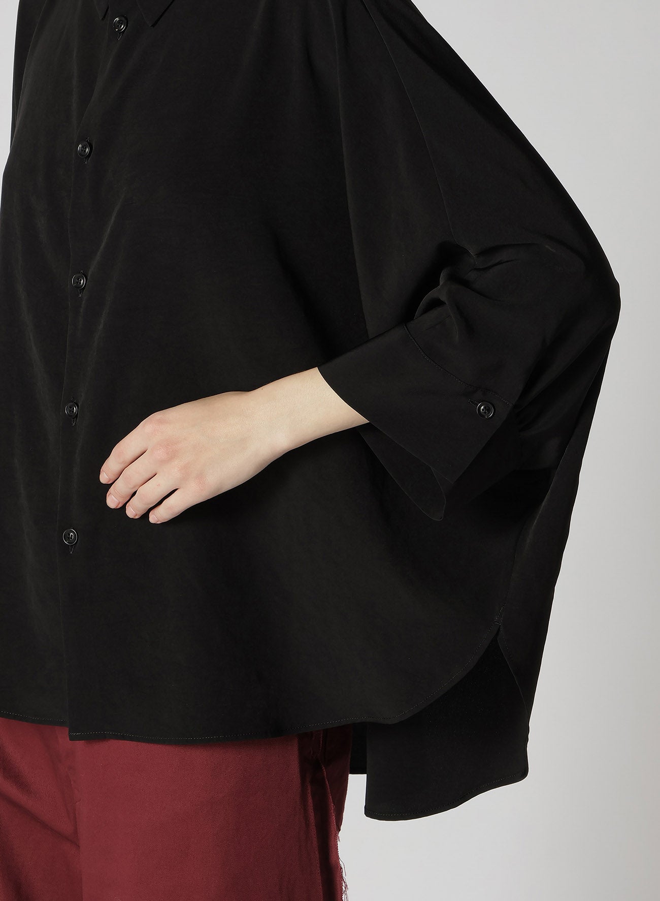 CREPE de CHINE HALF SLEEVE CAPE BLOUSE