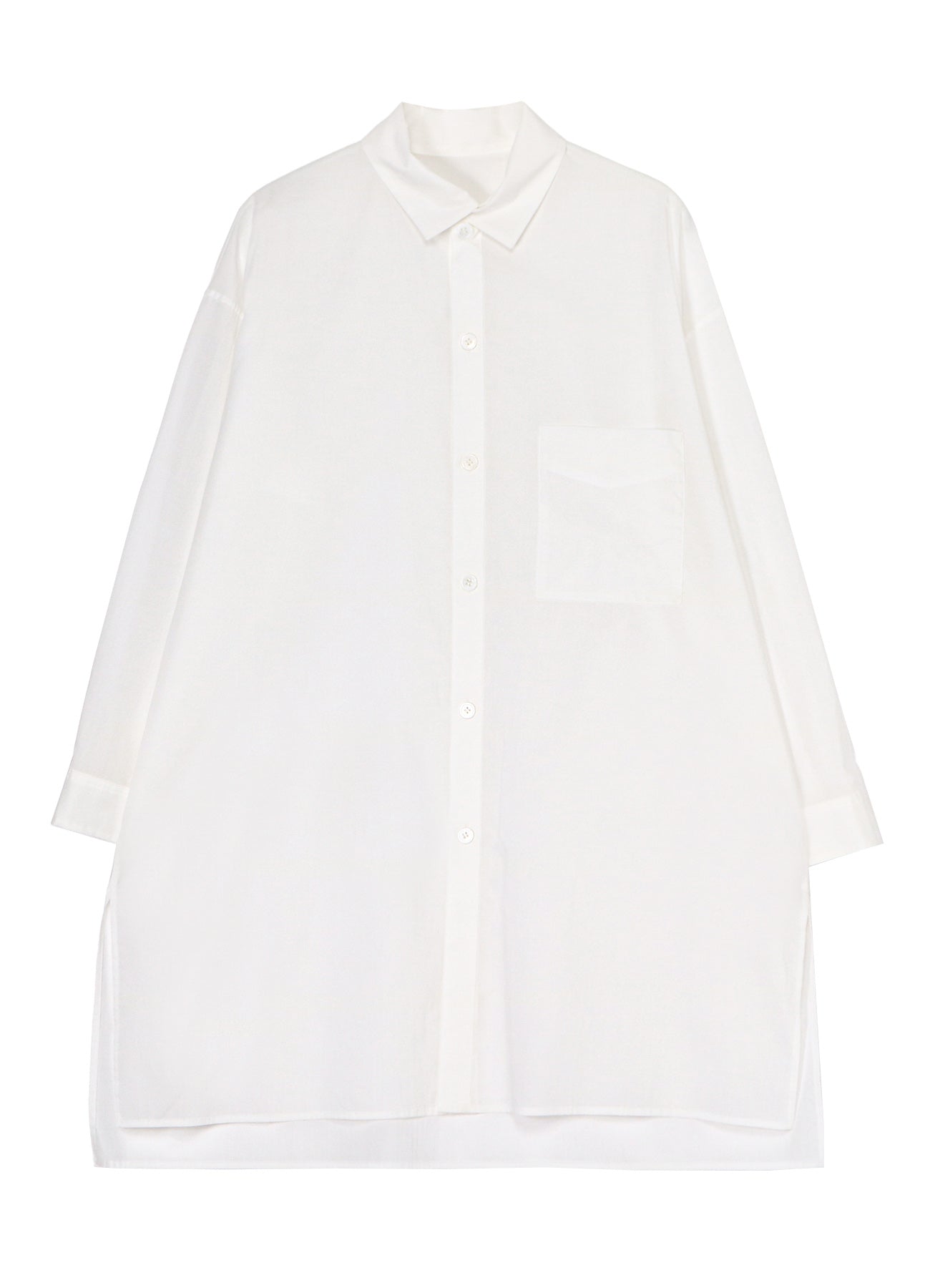 COTTON LAWN UNATTACHED COLLAR BIG SHIRT