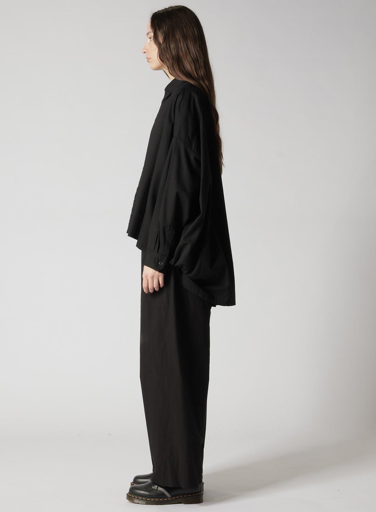 [Y's BORN PRODUCT] THIN COTTON TWILL DOUBLE FRONT OVERSIZED SHIRT