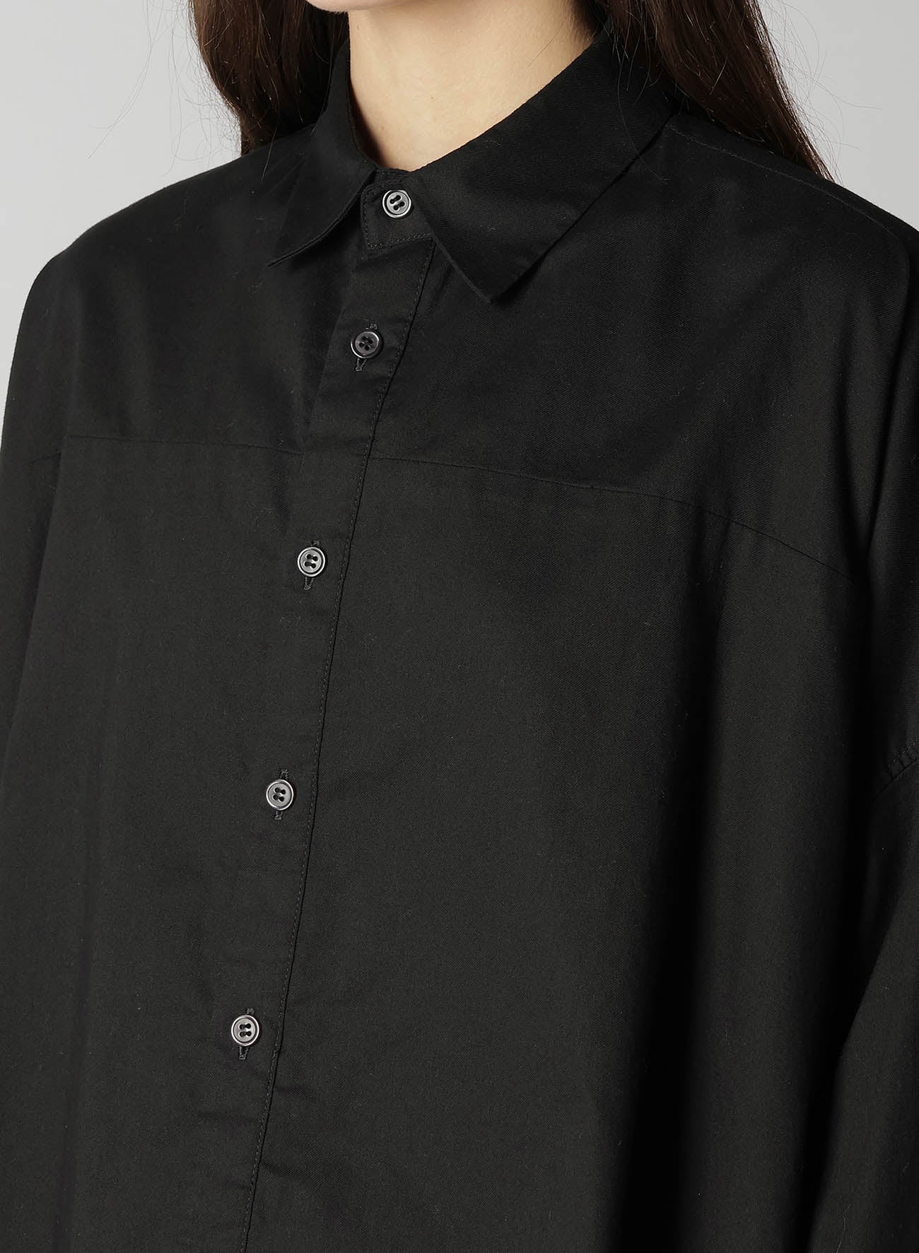 [Y's BORN PRODUCT] THIN COTTON TWILL DOUBLE FRONT OVERSIZED SHIRT